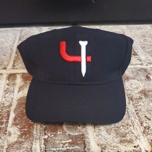 Black Baseball Cap with Red and White Logo